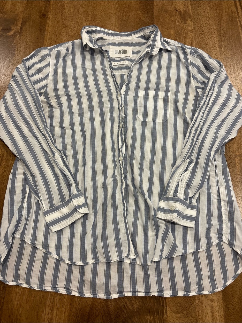 Grayson Blue and White Striped Button-Up Shirt